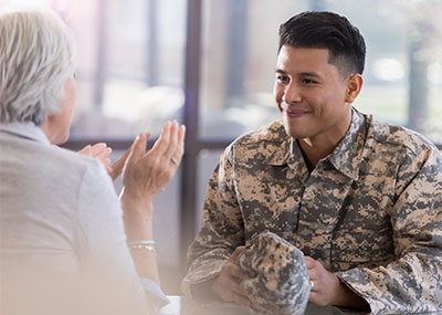 photo of military personnel interviewing for a job